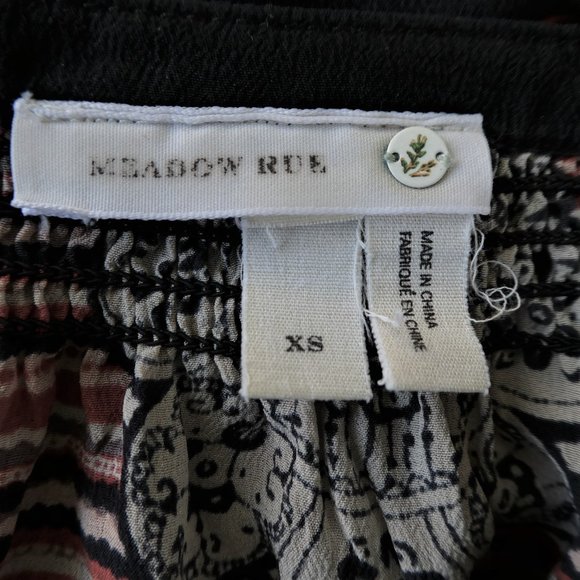 SiLK Meadow Rue Boho Top Pure Silk Moroccan Keyhole Smocked Tie Tassels XS - Picture 5 of 6